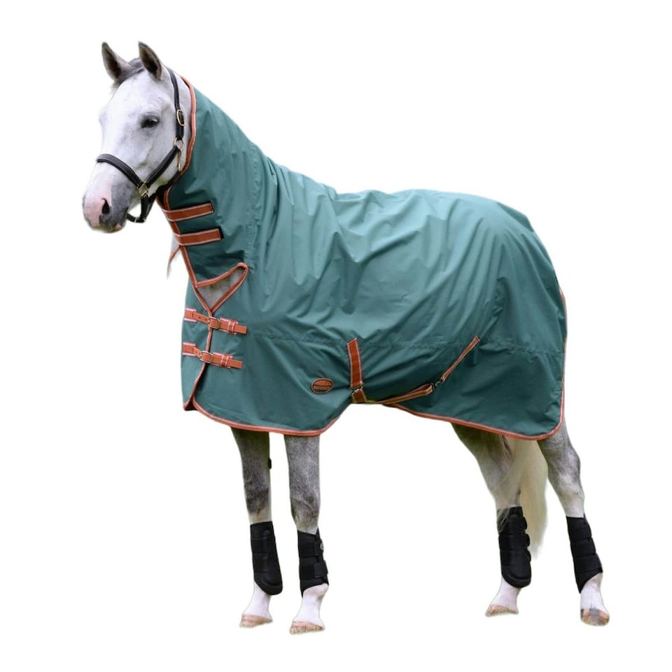 image 1 of Weatherbeeta Comfitec Tyro Plus Combo Neck Lightweight Horse Rug - Green/Burnt Orange/White - 6´ 9"