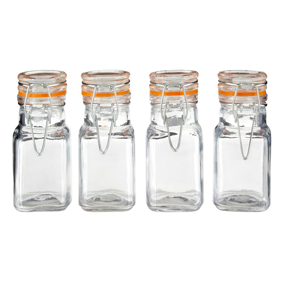 image 1 of Interiors by Premier Luca Set Of Four Clip Top Lid Glass Jars, Airtight Food Storage Jars With Silicone Seals