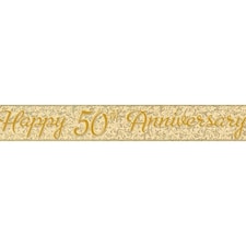 Happy 50th Anniversary Holographic Foil Banner 365cm