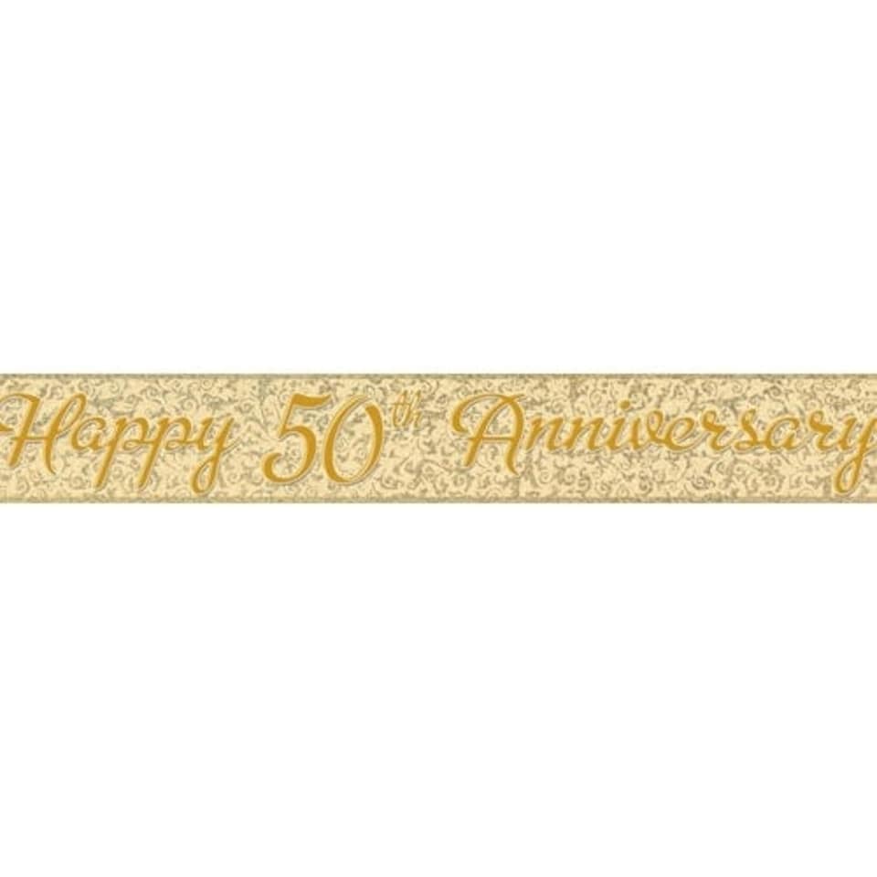 Happy 50th Anniversary Holographic Foil Banner 365cm