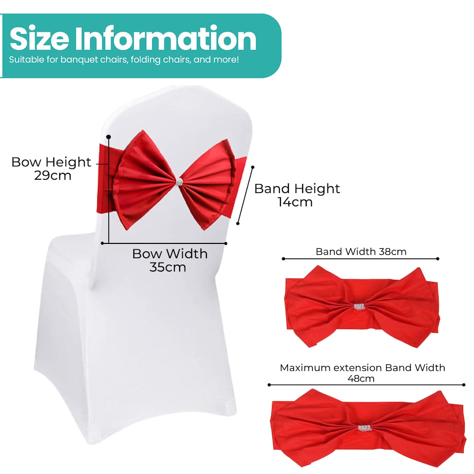 image 1 of Chair Bow Sashes, Elastic Spandex Stretch Chair Ties with Buckle - 1pc