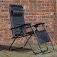 image 7 of Set of 2 Luxury Padded Multi Position Zero Gravity Garden Relaxer Chair Lounger in All Black