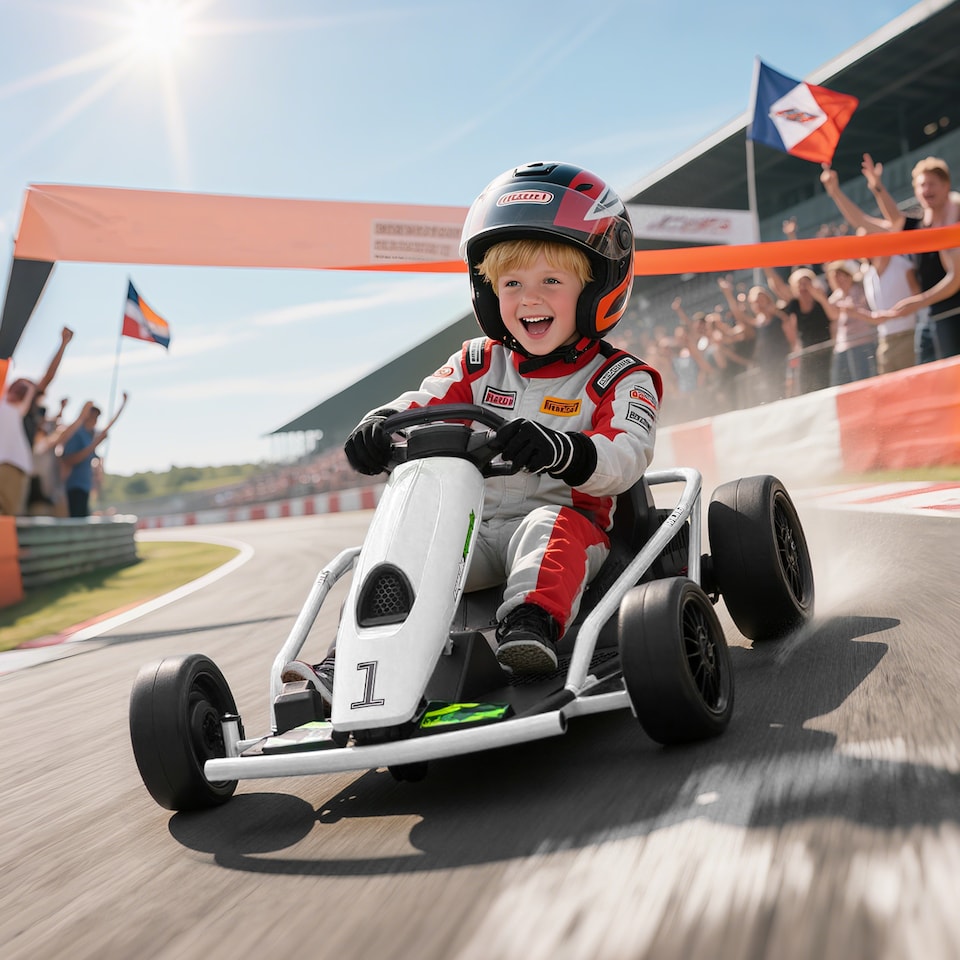 image 1 of HOMCOM 24V Electric Go Kart for Kids with Music, Horn Honking, Slow Start