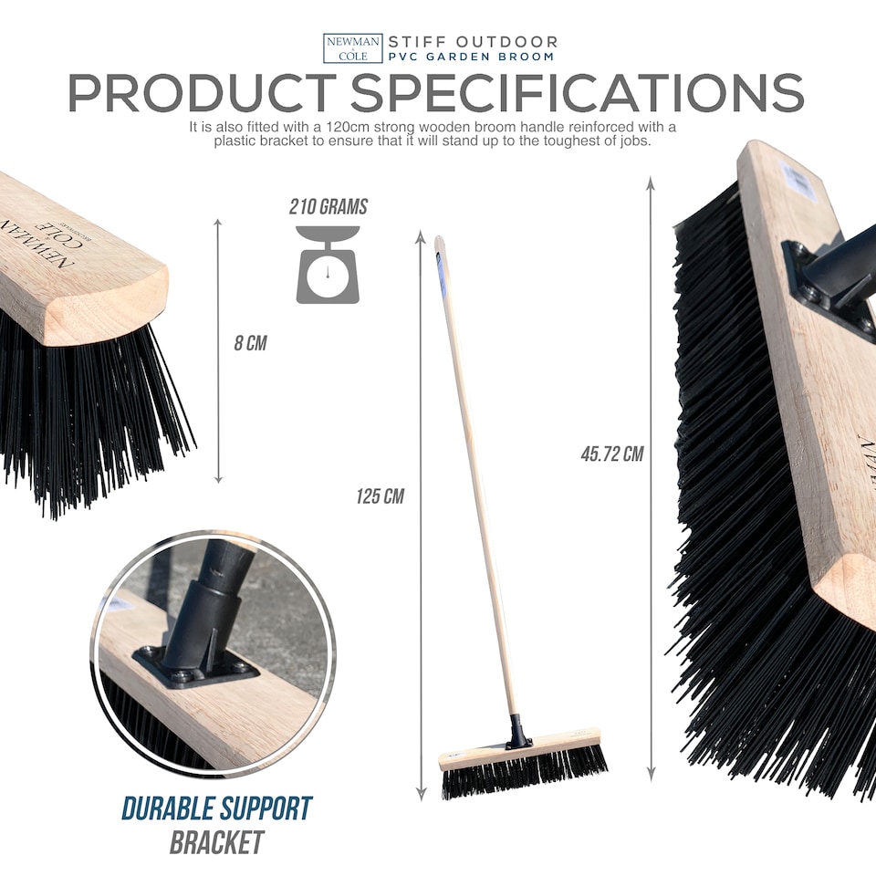 image 1 of Outdoor Garden 18" Stiff PVC Large Broom Stiff Brush
