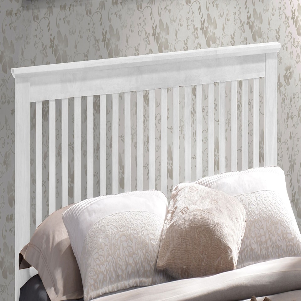 image 1 of 4ft6 Double White Shaker Wood Wooden Bed Frame Bedstead High Foot End