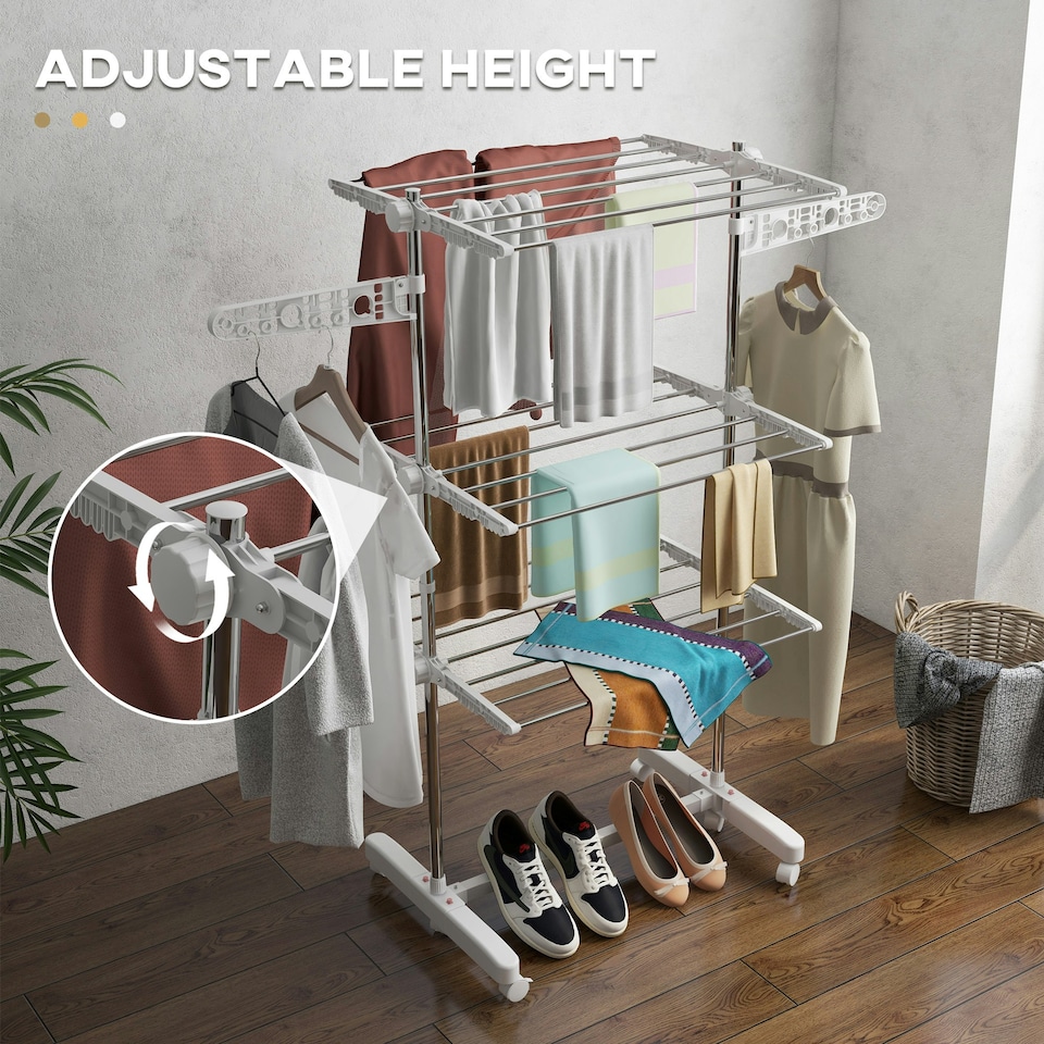 image 1 of HOMCOM 3 Layer Folding Cloth Hanger Stand Towel Hanging Dryer Rack Holding Airer