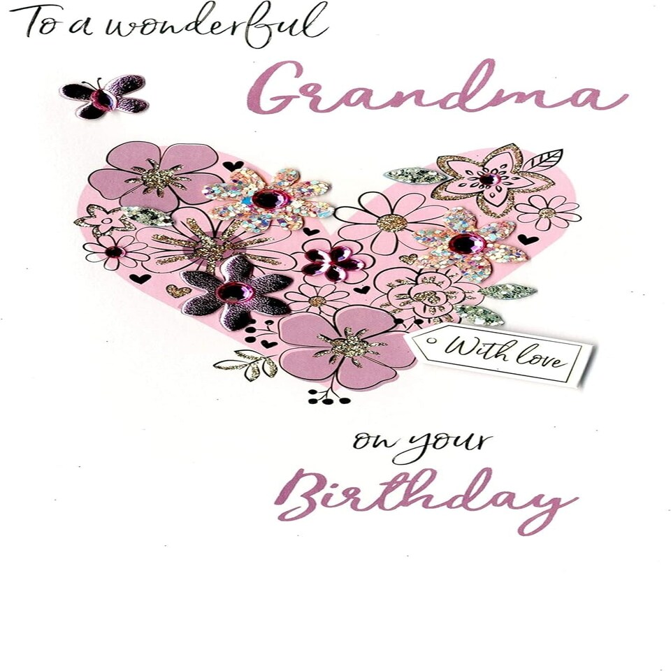 image 1 of Hand-Finished Wonderful Grandma Birthday Greeting Card
