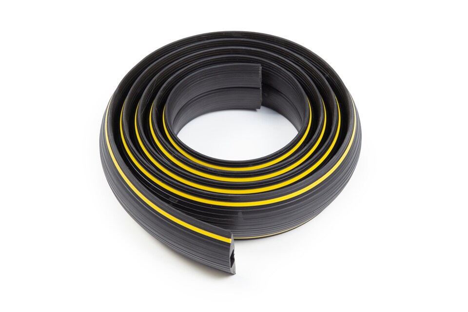 image 1 of The Ramp People Floor Cable Protector 2m 1 Channel 15mm x 5mm Black & Yellow Rubber