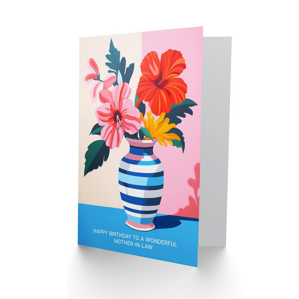 image 1 of Law Magnolia Lilies Modern Bold Colourful Mother in Law Birthday Card