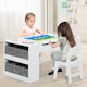 image 3 of COSTWAY 2-in-1 Kids Art Table Set with Chairs White