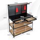 image 2 of COSTWAY Workbench Garage Worktable with Drawers-Black