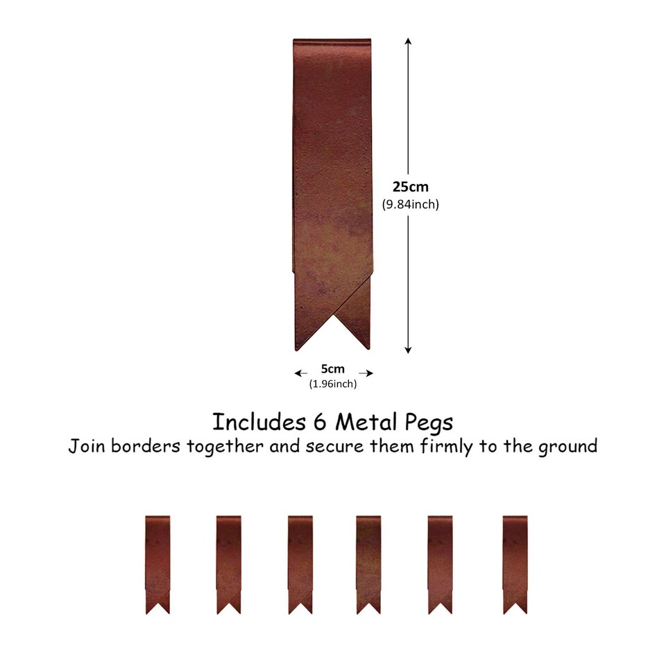 image 1 of Metal Garden Border Edging 1m Panels 20cm High - Set of 5 with Pegs | Bronze | Rust