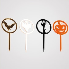 Halloween Characters Acrylic Cake Pick Toppers - Pack of 4