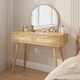 image 2 of Dressing Table With Circular Mirror 2 Rattan Front Drawers Bedroom Vanity Table
