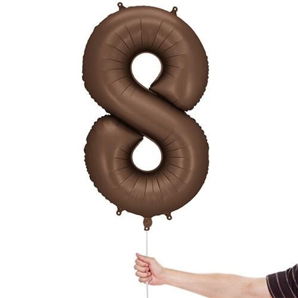 image 1 of Mocha Brown Number 8 Helium Foil Giant Balloon 86cm / 34 in | Brown