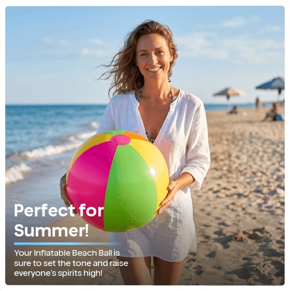 image 1 of Adult Unisex 50cm Multicoloured Inflatable Beach Ball Pool Party Toy