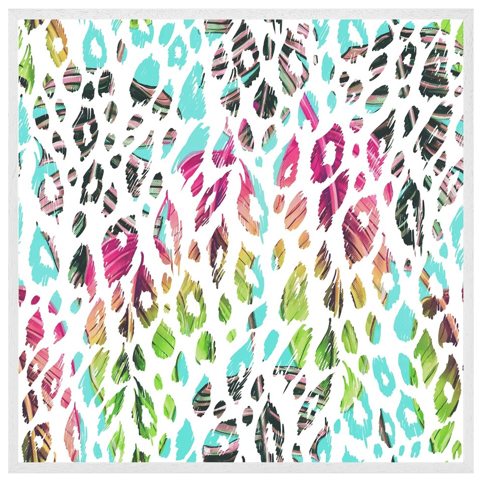 image 1 of Multi coloured leopard spots (Picture Frame) White | S