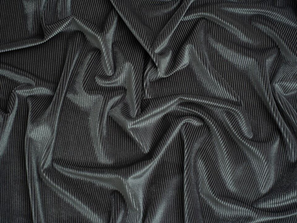 Grey Narrow Rib Velvet Stretch Knit Fabric for Dressmaking, 155cm / 61" Wide - per metre