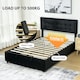 image 5 of HOMCOM Double Bed Frame with Storage and Adjustable Velvet Headboard, Black