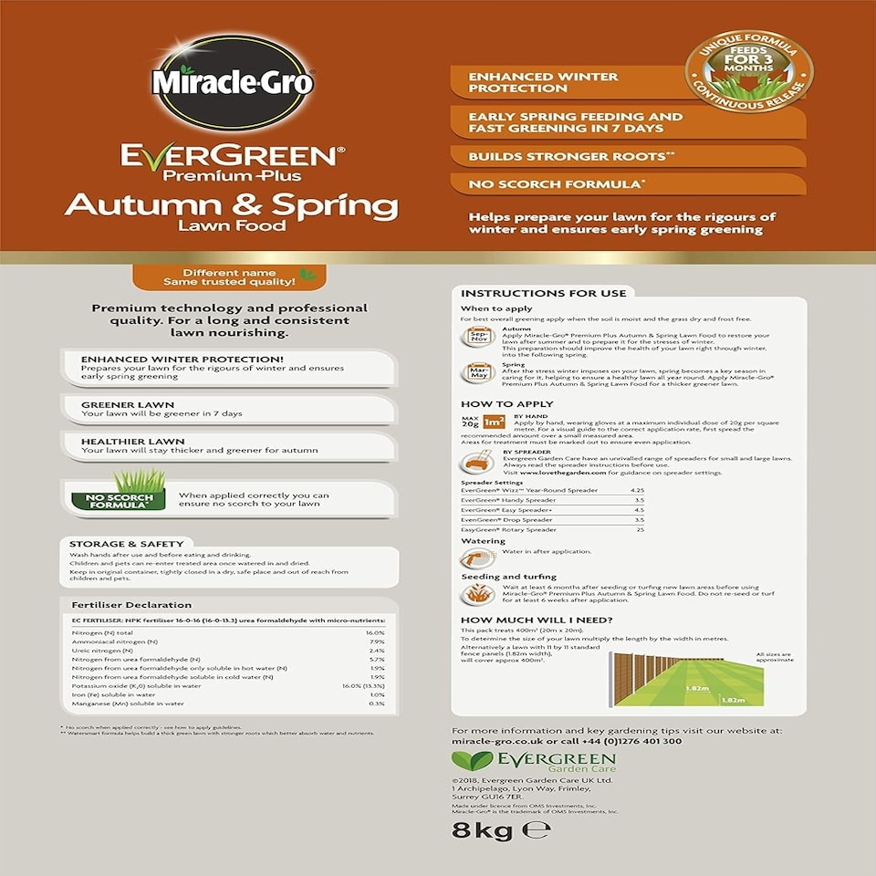image 1 of Miracle-Gro EverGreen Lawn Food 8kg - 400m²