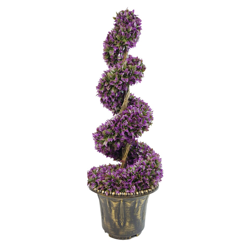 image 1 of 90cm Purple Large Leaf Spiral with Decorative Planter Purple | One Size