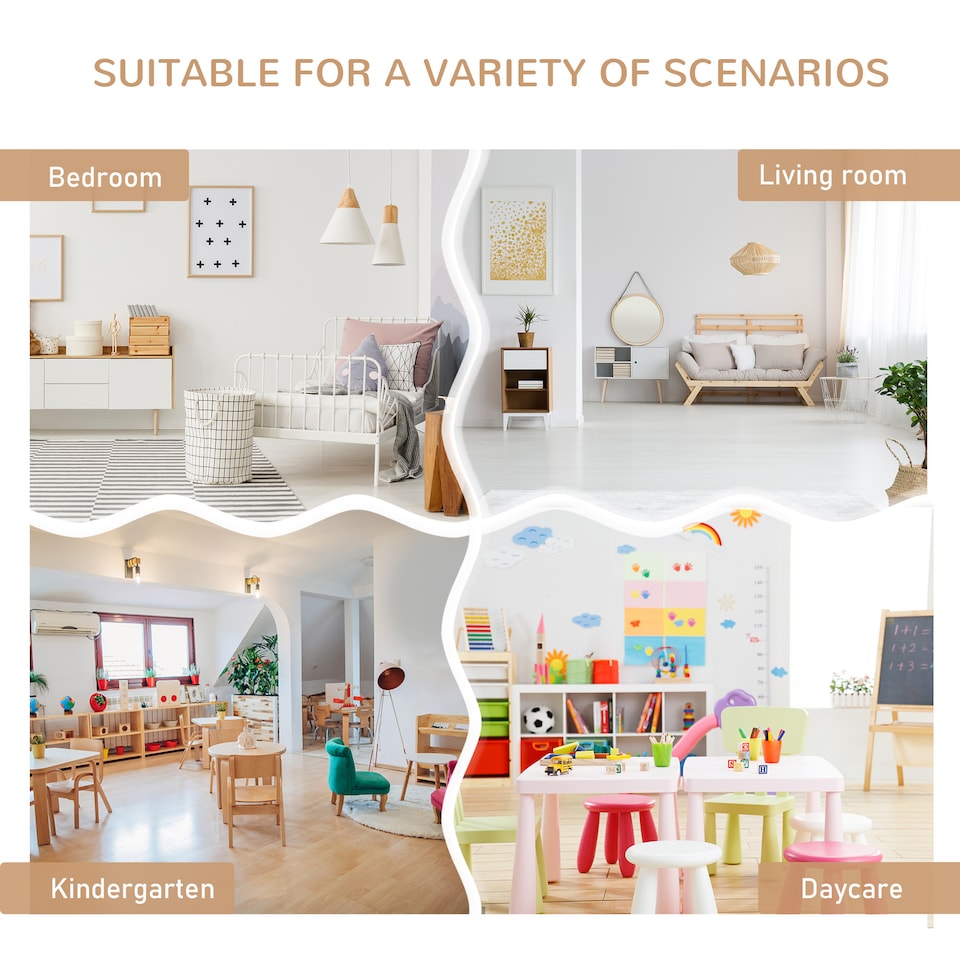 image 1 of HOMCOM 4-Piece Set Kids Wood Table Chair Bench w/ Storage Function for 3 Years+