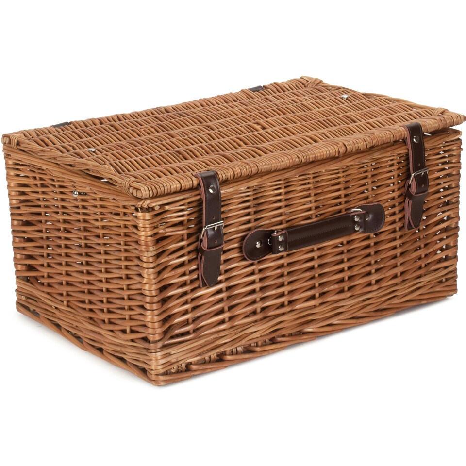 image 1 of Wicker Double Steamed 51cm Picnic Basket Brown | Brown | One Size