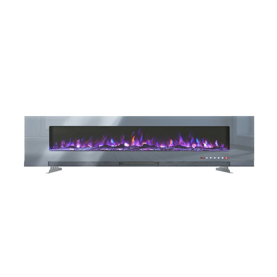 image 1 of Living and Home 50 Inch Electric Fireplace- Recessed/Wall-mounted with Remote and Touch Screen,1800W, Grey