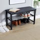 image 2 of Metal Shoe Bench with Storage Shelfs For Entryway Hallway Seating | Black