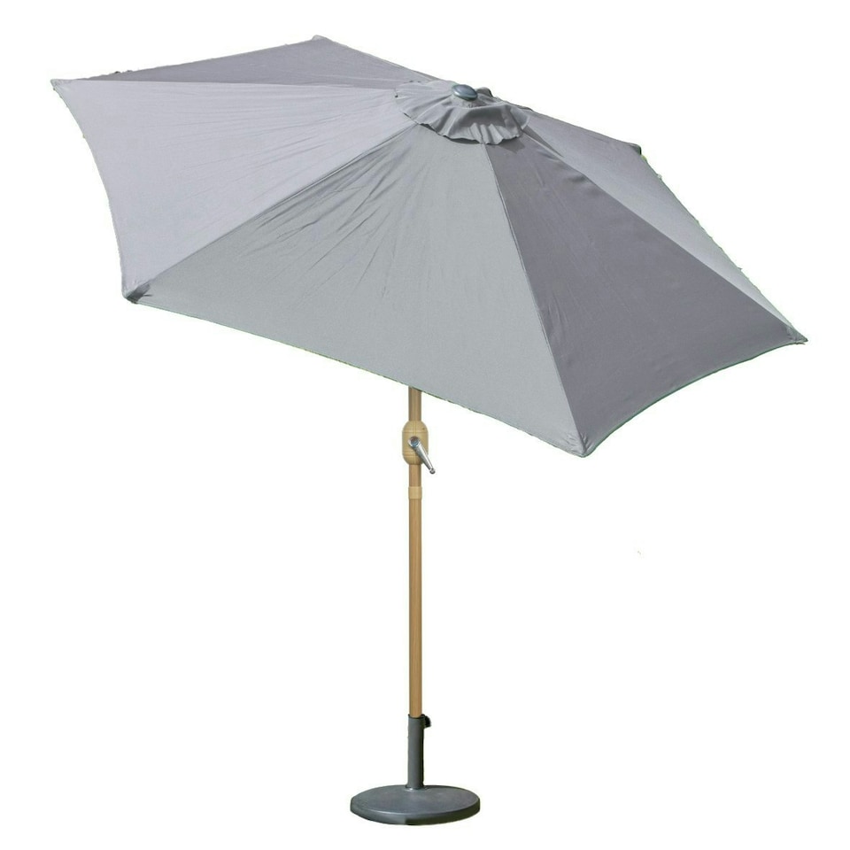 image 1 of GardenKraft 2.7M Parasol Crank & Tilt 6 Ribs With Wooden Effect - Light Grey Grey