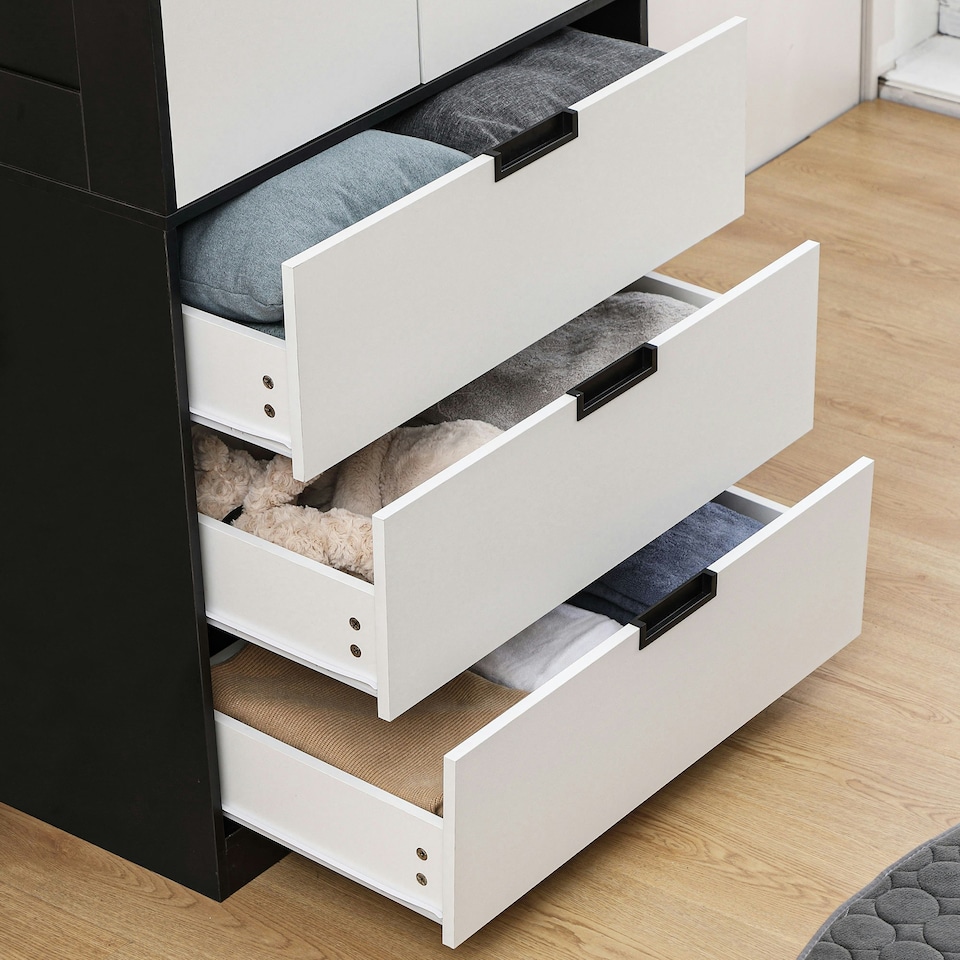 image 1 of HOMCOM 2 Door Wardrobe with 3 Drawer and Soft Closing Hinge for Bedroom