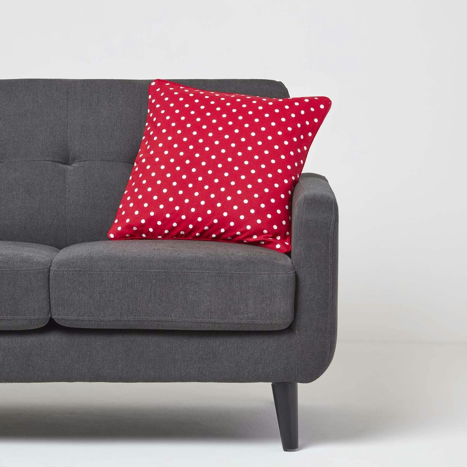 image 1 of Homescapes Cotton Red Polka Dots Cushion Cover - 45 x 45 cm | Red | Red | 45 x 45 cm