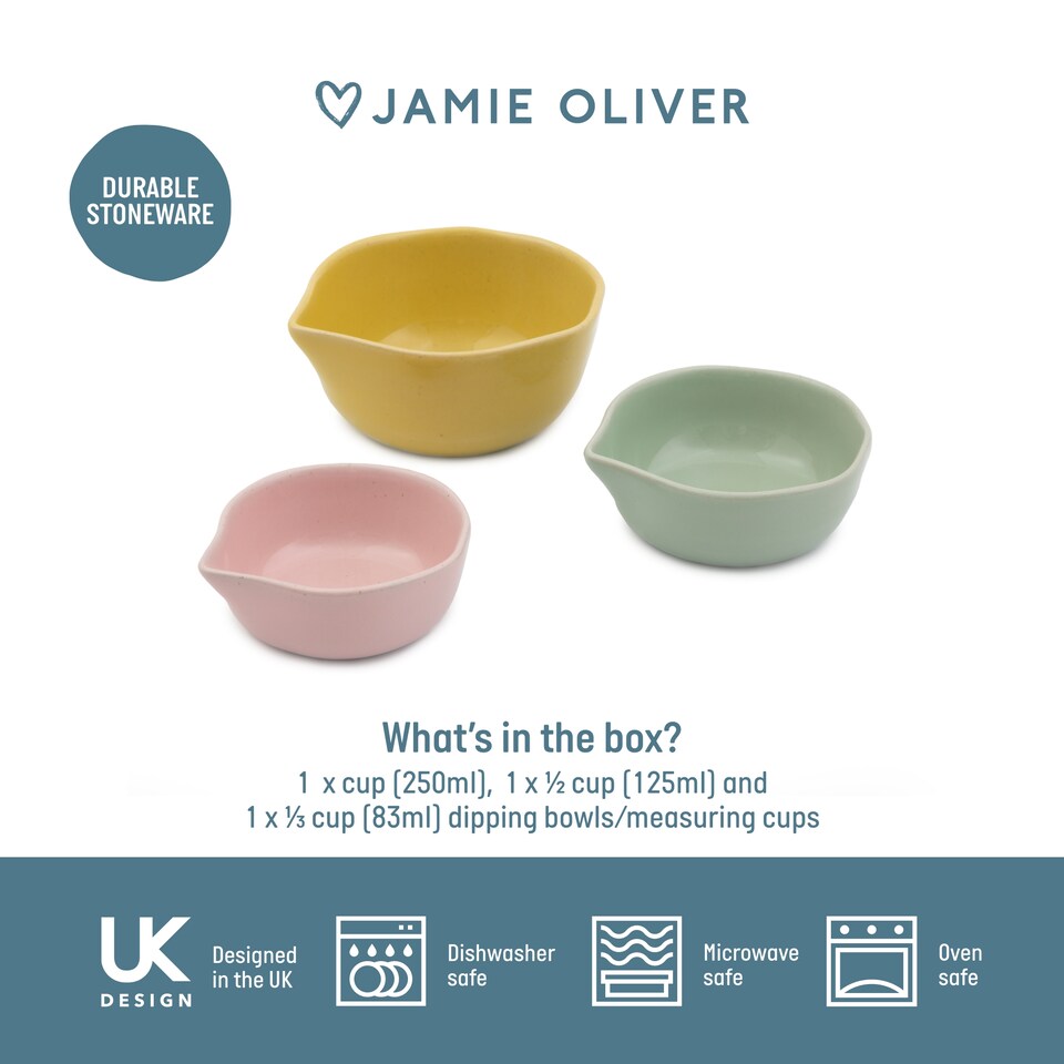 image 1 of Jamie Oliver Big Love Set of 3 Pinch-Me Pots | Multi | Multicolour