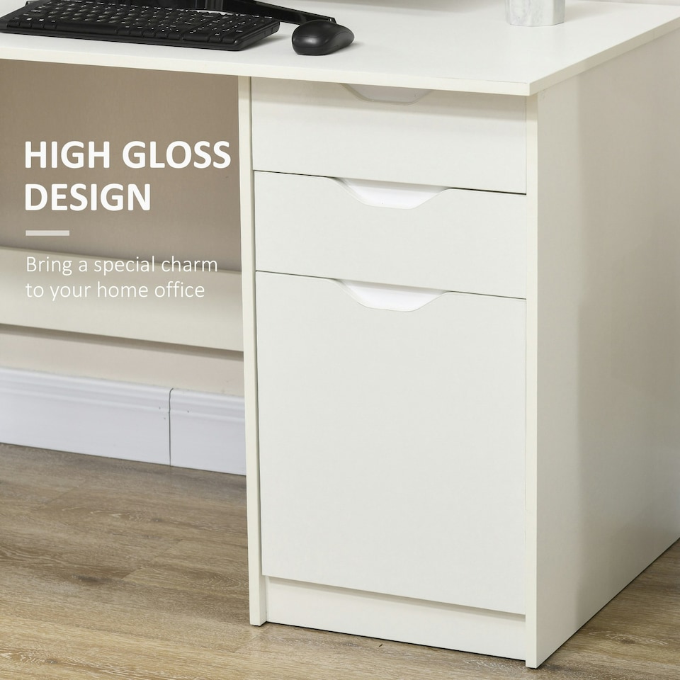 image 1 of HOMCOM Computer Desk w/ Drawers Modern Writing Workstation for Home Office