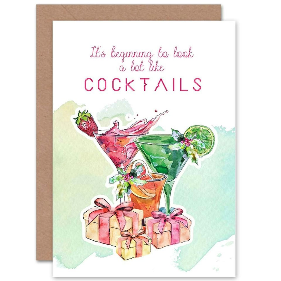 image 1 of It's Beginning To Look Like Cocktails Fun Drinks For Her Christmas Card