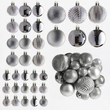 Christmas Tree Ornaments Baubles Set | Silver | Silver