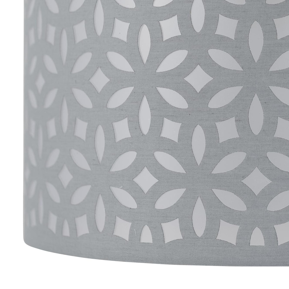 image 1 of Set of 2 Tuscan - White Ceramic Lamps with Grey Cut Out Shade | White | Grey | Medium | 2