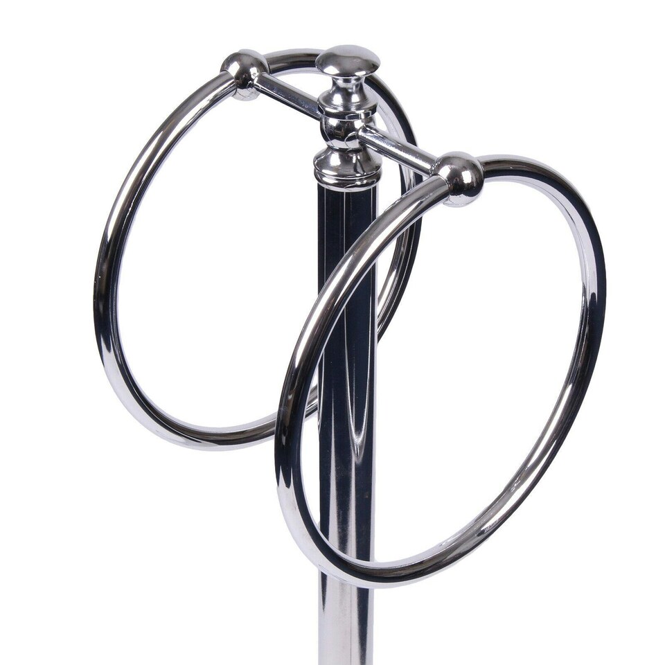 image 1 of Showerdrape Opera White/Chrome Freestanding Double Towel Ring