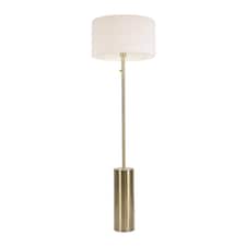 ValueLights Lexy Antique Brass Dimmable Floor Lamp Cream Boucle Shade and Bulb