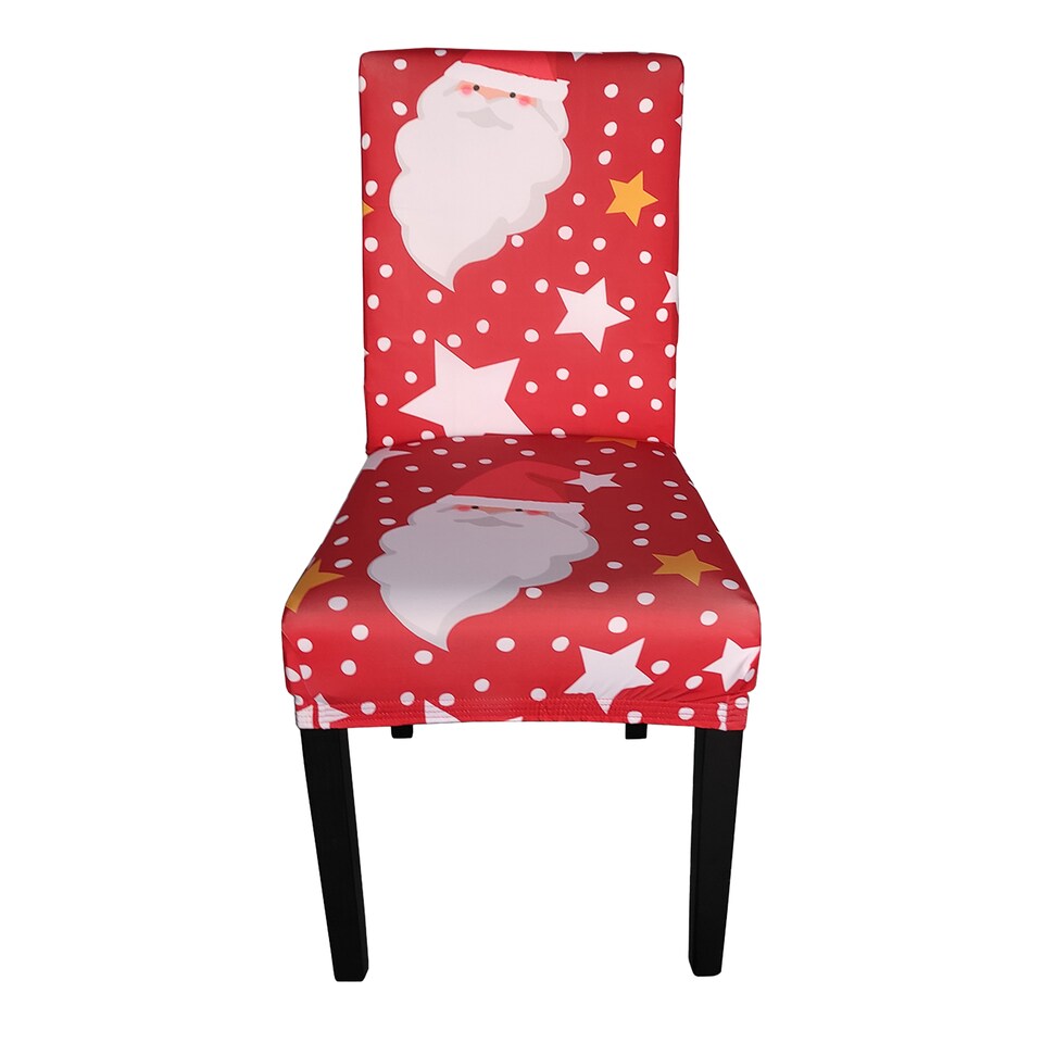 image 1 of Santa Claus Printed Christmas Chair Covers, Chair Protector Slipcovers - Red