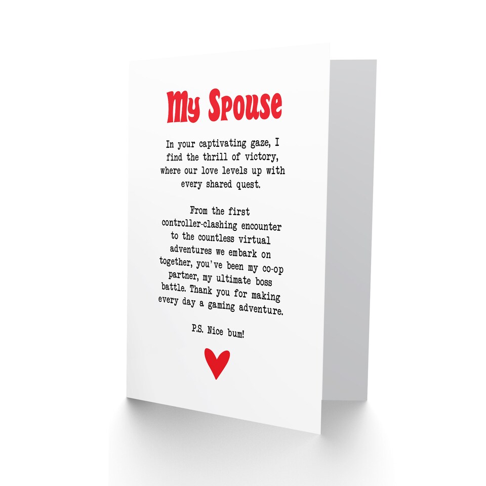 image 1 of Greeting Card Love Poem Gamer Nerd Spouse Romantic Poetry Anniversary