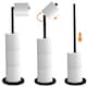 image 3 of 2 in 1 Toilet Paper Holder Black Bathroom Free Standing Tissue Roll Storage Rack