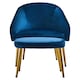 image 2 of Interiors by Premier Midnight Blue Velvet Chair with Gold Legs and Footstool, Contemporary Accent Chair with high Footstool