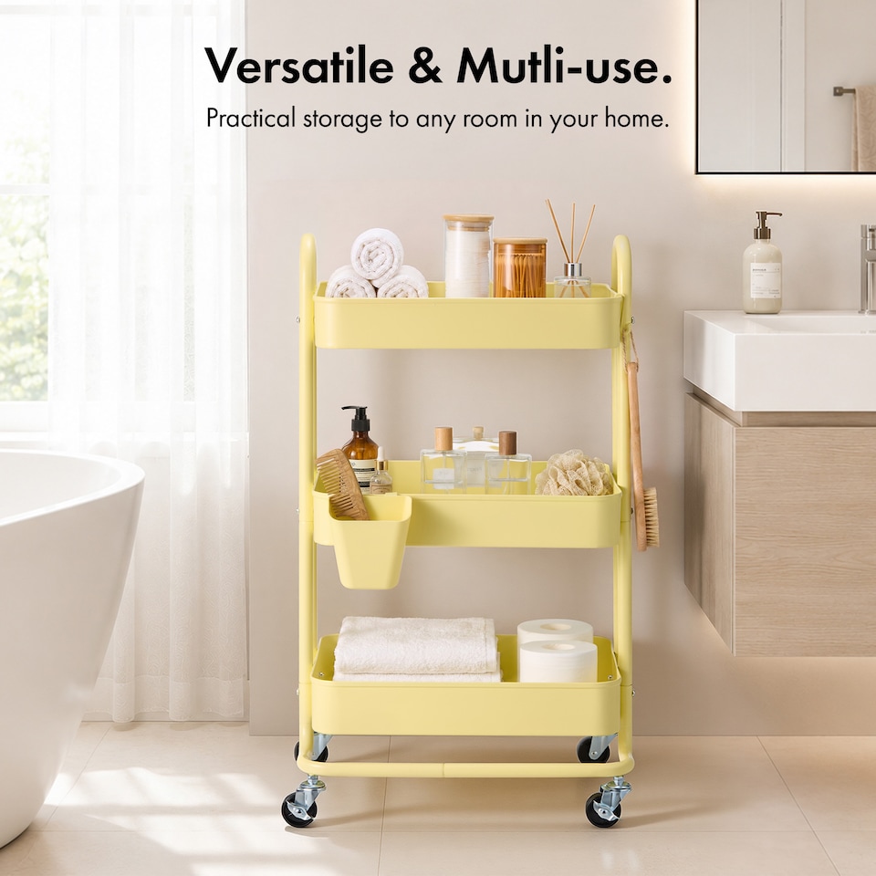 image 1 of Vonhaus Storage Trolley 3 Tier Bathroom & Kitchen Storage