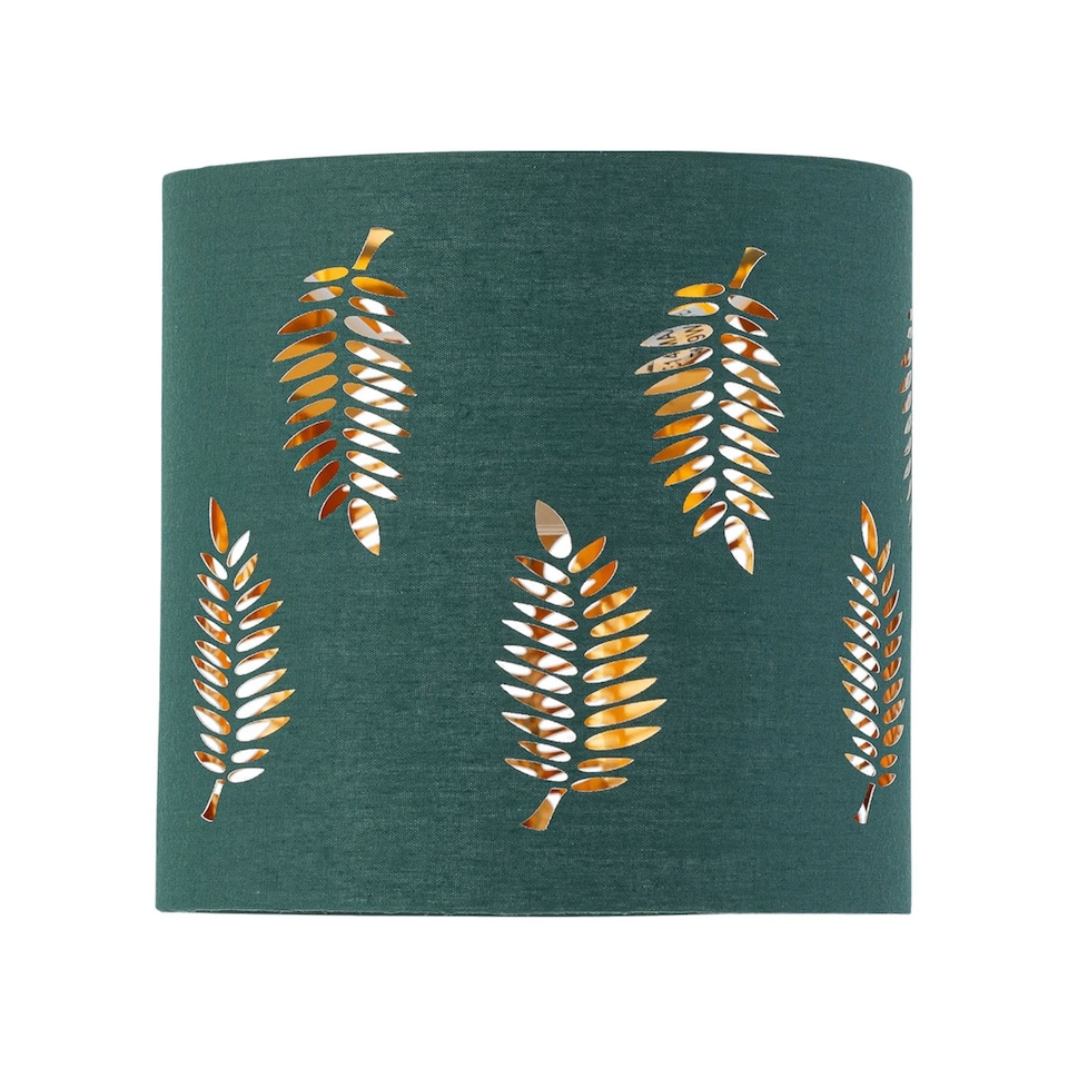 image 1 of Set of 2 Fern - Dark Green Cut Out 15.5cm Table Lamp Shades | Green | Gold | Small | 2