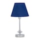 image 2 of Set of 2 Chrome Jewelled Table Lamps with Navy Blue Shades Chrome | Blue