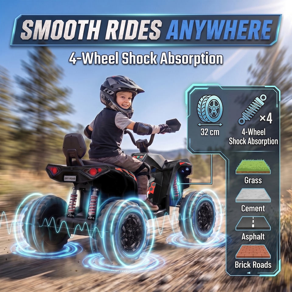 image 1 of AIYAPLAY 24V 2 Seater Electric Quad Bike for Boys Girls, Ride On Car ATV