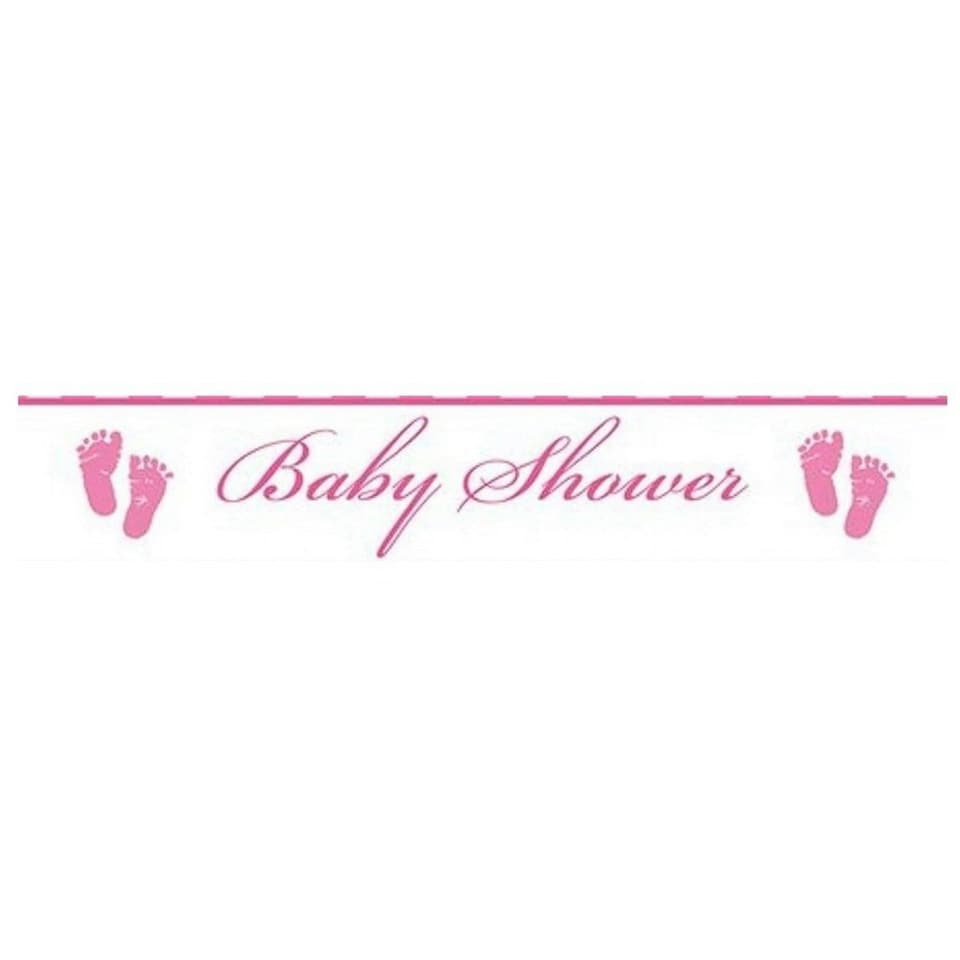 image 1 of Creative Party Giant Baby Shower Banner - Pink/White/Black - One Size