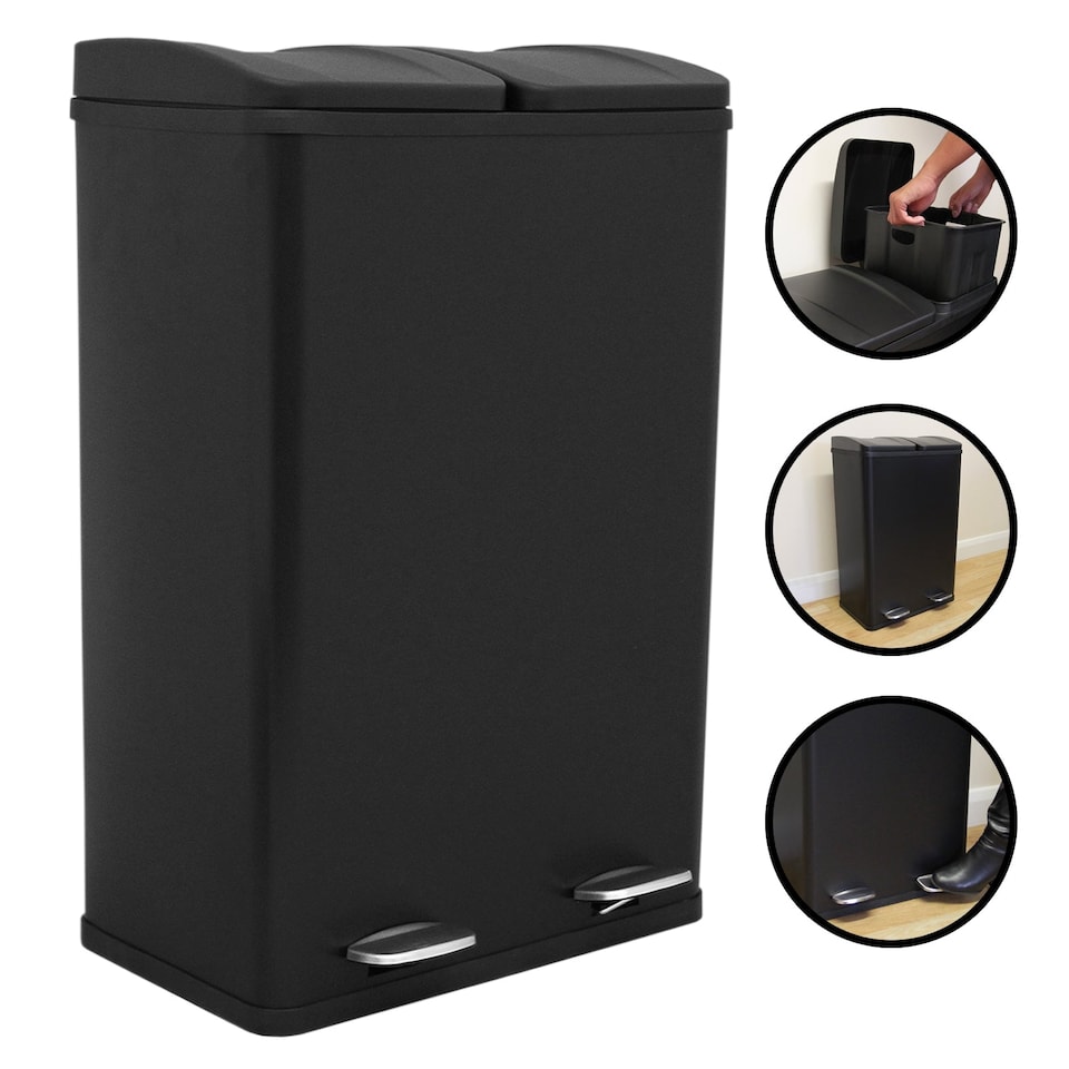 image 1 of 60L Dual Pedal Bin In Black