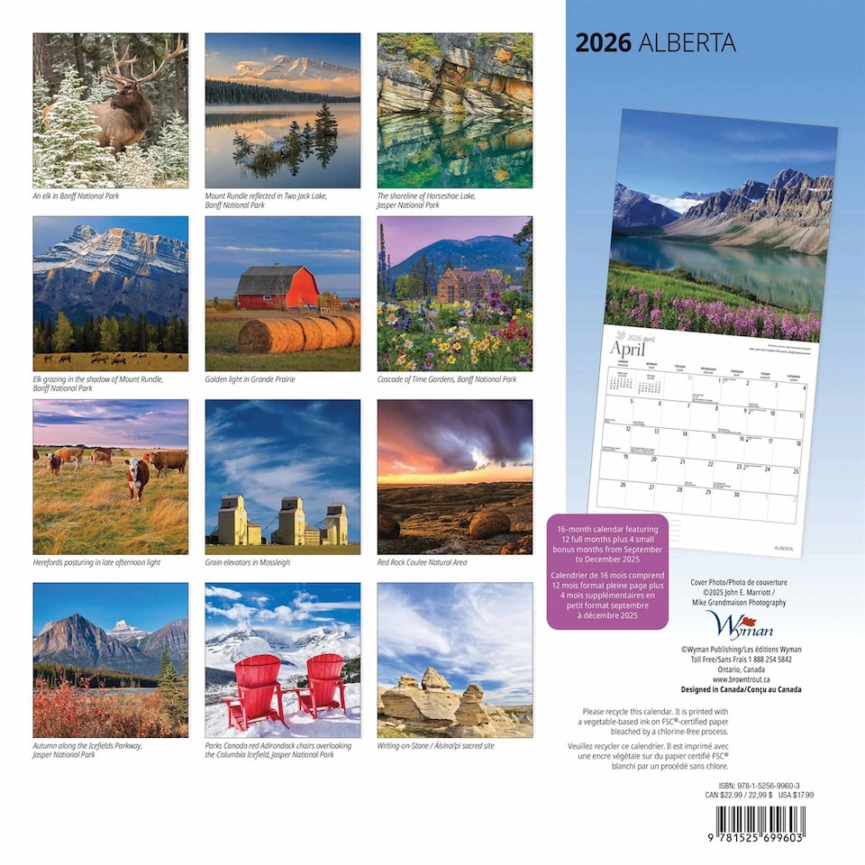 image 1 of Alberta Calendar 2026, Wall Calendars, Month To View, Travel, Gift